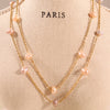 High Textured Pink Freshwater Pearl Collarbone Necklace In Stainless Steel With Geometric Shape And Electroplating For Women