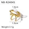 Highclass Temperament Personality Bow Irregular Opening Bracelet Ring For Female Made Of Stainless Steel And 18K With 18K Vacuum Plating In Furnace