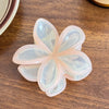 Highend Cream Jelly Contrasting Color Flower Plumeria Handmade Plastic Resin Hair Clip Shark Clip Halftied Hair Accessories For Women