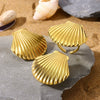 Highend Fashionable Exaggerated Holiday Style Stainless Steel Gold Platinum Shell Earrings With Ocean Life Pattern Electroplated