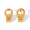 Highend Geometric Hollow Stainless Steel Earrings With Electroplating Ins Influencer Style