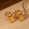 Highend Geometric Hollow Stainless Steel Earrings With Electroplating Ins Influencer Style