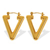 Highend Geometric 316L Stainless Steel Stud Earrings For Women With Electroplating And Inverted Triangle Design