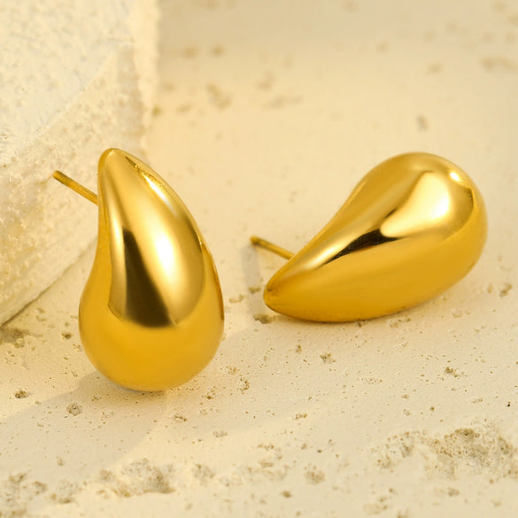 Highend Glossy Water Drop Stainless Steel Geometric Hollow Vintage Earrings Jewelry With Electroplating For Women
