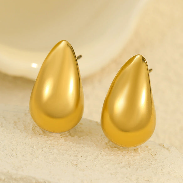 Highend Glossy Water Drop Stainless Steel Geometric Hollow Vintage Earrings Jewelry With Electroplating For Women