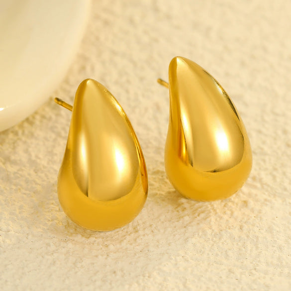 Highend Glossy Water Drop Stainless Steel Geometric Hollow Vintage Earrings Jewelry With Electroplating For Women