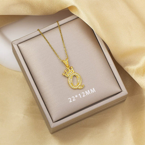 Highend Jewelry Letter Stacking Necklace Titanium Steel Mixed Gemstone Setting Electroplating Fashionable