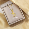 Highend Jewelry Letter Stacking Necklace Titanium Steel Mixed Gemstone Setting Electroplating Fashionable