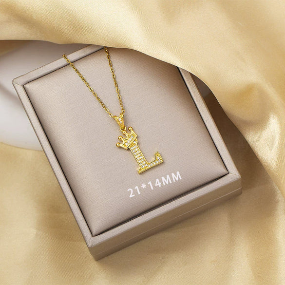 Highend Jewelry Letter Stacking Necklace Titanium Steel Mixed Gemstone Setting Electroplating Fashionable