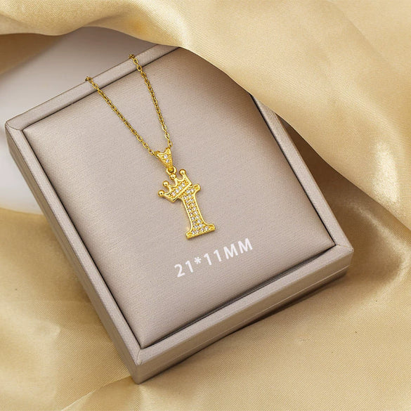 Highend Jewelry Letter Stacking Necklace Titanium Steel Mixed Gemstone Setting Electroplating Fashionable