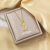 Highend Jewelry Letter Stacking Necklace Titanium Steel Mixed Gemstone Setting Electroplating Fashionable