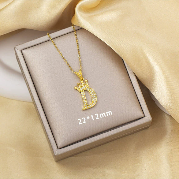 Highend Jewelry Letter Stacking Necklace Titanium Steel Mixed Gemstone Setting Electroplating Fashionable
