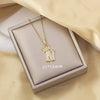 Highend Jewelry Letter Stacking Necklace Titanium Steel Mixed Gemstone Setting Electroplating Fashionable