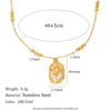 Highend Jewelry Stainless Steel 18K Gold Plated Sun Pendant With Flower Pattern Square Pearl Chain Necklace For Women