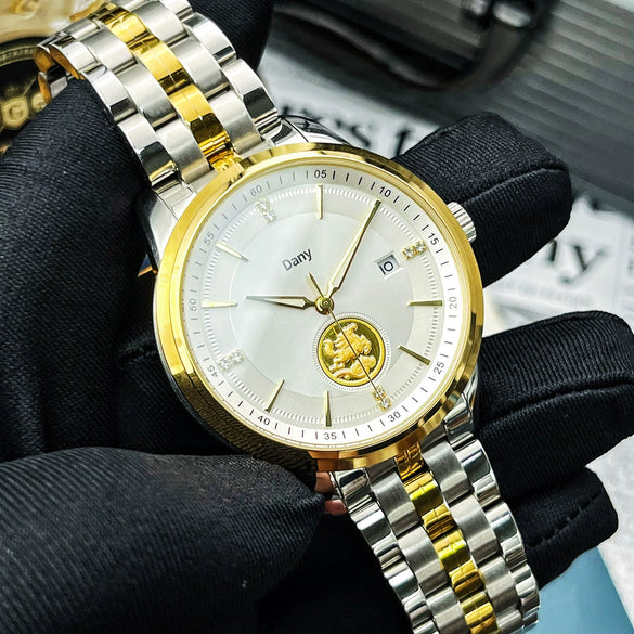 Highend Stainless Steel Case And Band Fully Automatic Mechanical Luminous Calendar Watch For Men With Spiral Crown And Sapphire Crystal Glass Mirror 50M Waterproof