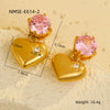 Highend Stainless Steel 18K Gold Glossy Love Zircon Pendant Women's Vintage Electroplated Earrings
