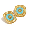 Highend Stainless Steel 18K Gold Plated Oil Drop Square Shell Earrings With Geometric Pattern