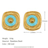 Highend Stainless Steel 18K Gold Plated Oil Drop Square Shell Earrings With Geometric Pattern