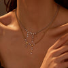 Highend Stainless Steel 18K Gold Plated Zircon Inlaid Geometric Tassel Necklace For Women