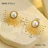 Highend Stainless Steel Vintage Half Sunflower Pattern Women's Earrings With Electroplating
