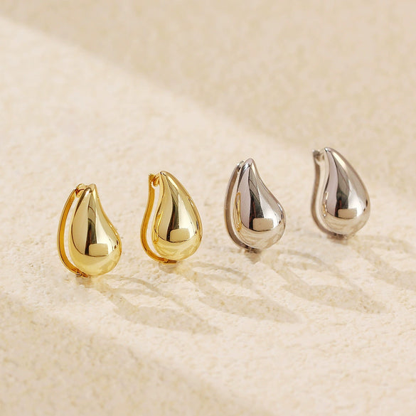 Highend Women's S925 Silver Water Drop Geometric Style Electroplated Ear Jewelry