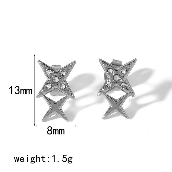 Highgrade Butterfly Pearl Earrings Titanium Steel With The Crown Pattern Electroplated