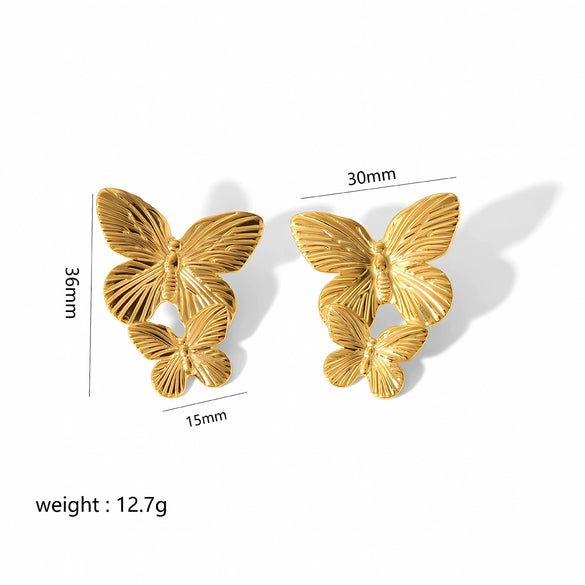 Highgrade Butterfly Pearl Earrings Titanium Steel With The Crown Pattern Electroplated