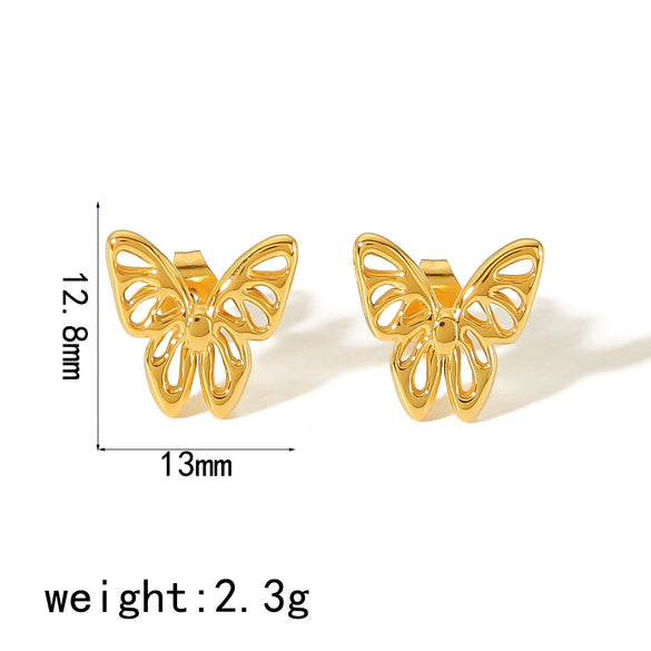 Highgrade Butterfly Pearl Earrings Titanium Steel With The Crown Pattern Electroplated