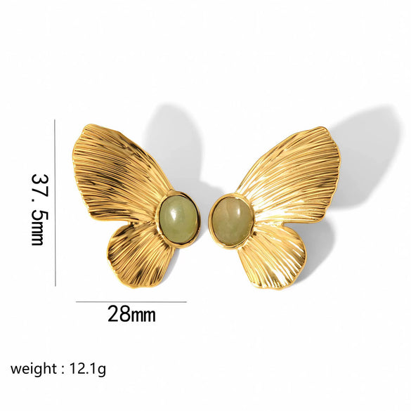 Highgrade Butterfly Pearl Earrings Titanium Steel With The Crown Pattern Electroplated