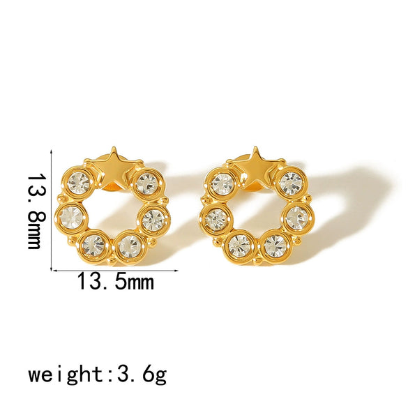 Highgrade Butterfly Pearl Earrings Titanium Steel With The Crown Pattern Electroplated
