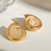 Highgrade Retro Stainless Steel Pearl Conch Shape Electroplated Earrings For Women