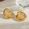 Highgrade Retro Stainless Steel Pearl Conch Shape Electroplated Earrings For Women