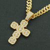 Hip Hop Alloy Cross Pendant Cuban Chain Necklace For Men With Diamond And Geometric Design