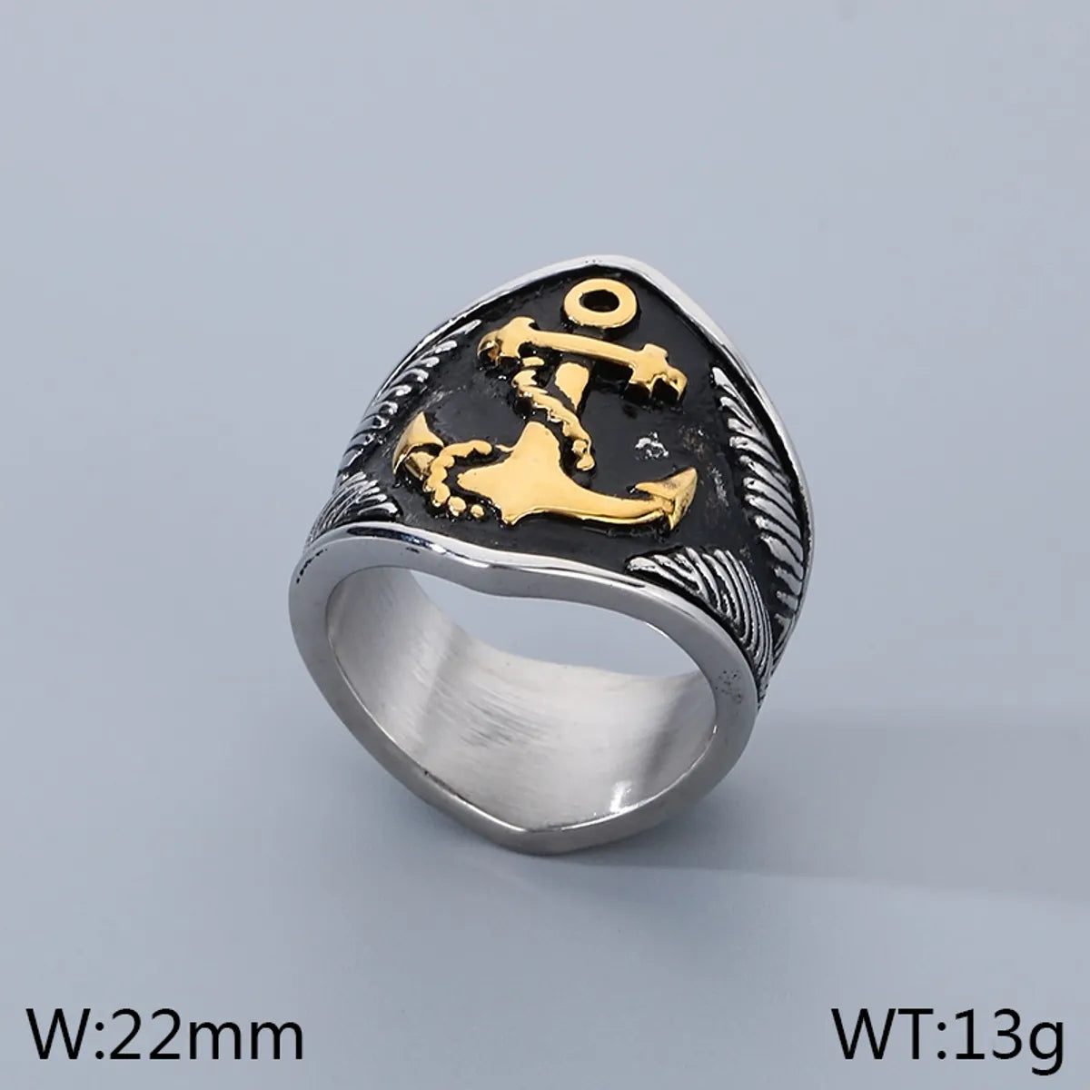 Hip-Hop Anchor 304 Stainless Steel Plating 14K Gold Plated Men'S Rings