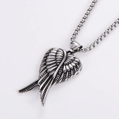 Hip-Hop Angel Wings Stainless Steel Polishing Pendant Necklace 1 Piece