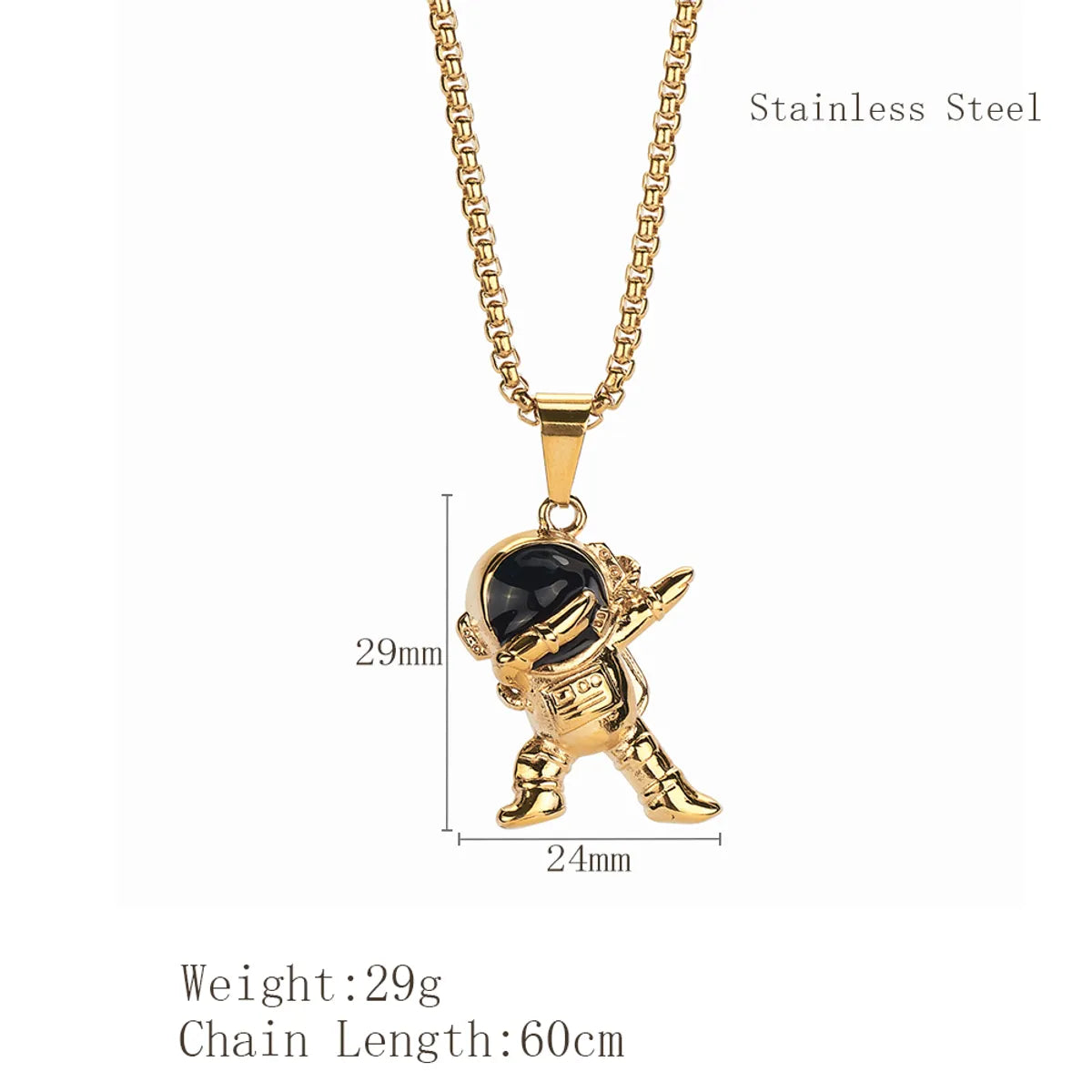 Hip-Hop Astronaut 304 Stainless Steel Plating 18K Gold Plated Men'S Pendant Necklace