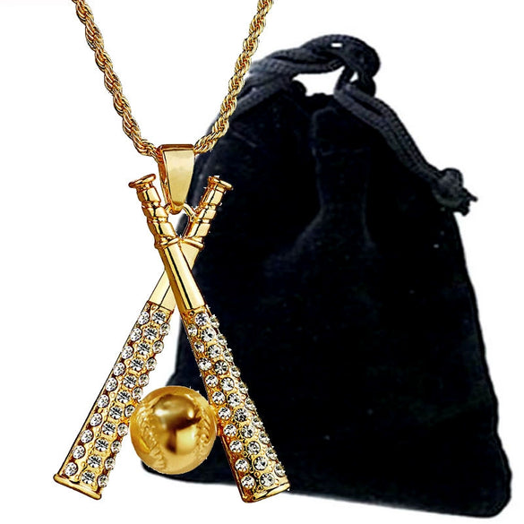 Hip Hop Baseball Bat Style Alloy Geometric Goldplated Men's Necklace