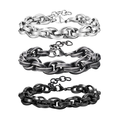 Hip-Hop Basic Retro Solid Color Twist 201 Stainless Steel Men'S Bracelets