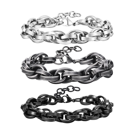 Hip-Hop Basic Retro Solid Color Twist 201 Stainless Steel Men'S Bracelets