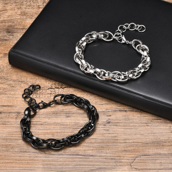 Hip-Hop Basic Retro Solid Color Twist 201 Stainless Steel Men'S Bracelets