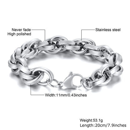 Hip-Hop Basic Retro Solid Color Twist 201 Stainless Steel Men'S Bracelets