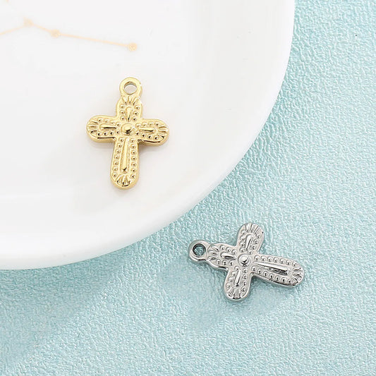 1 Piece Stainless Steel 18K Gold Plated Cross