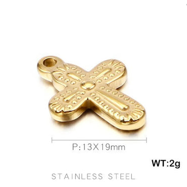 1 Piece Stainless Steel 18K Gold Plated Cross