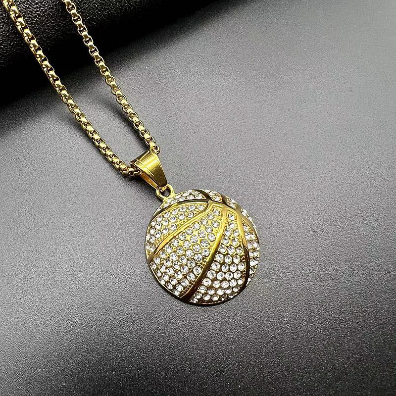 Hip-Hop Basketball Stainless Steel Plating Inlay Artificial Diamond Unisex Necklace Necklace Pendant