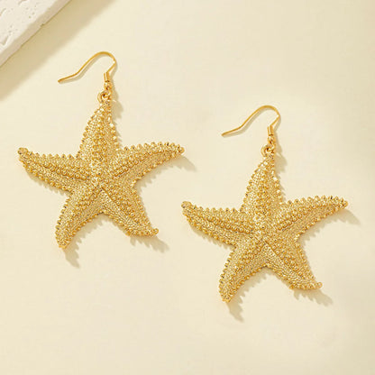 Hip-Hop Beach Korean Style Starfish Alloy Plating Women'S Drop Earrings