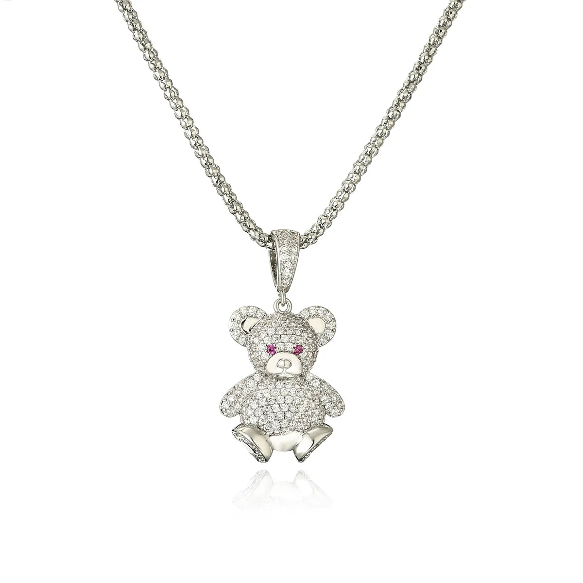 Hip-hop Bear Copper Inlay Zircon Pendant Necklace