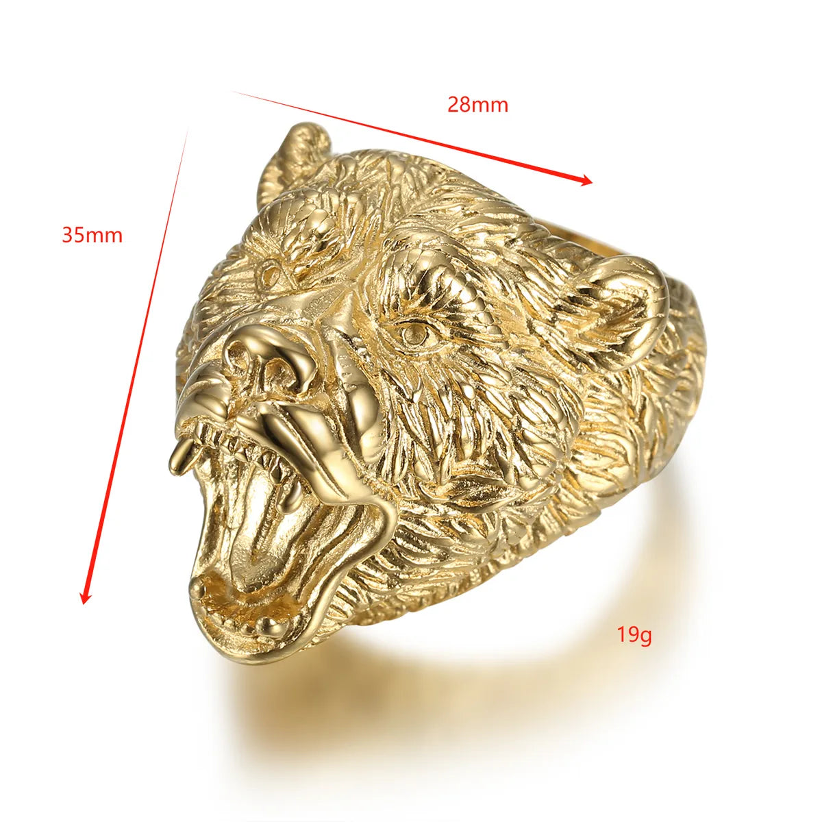 304 Stainless Steel Hip-Hop Plating Bear Rings