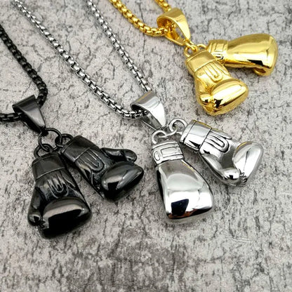 Hip-Hop Boxing Gloves Titanium Steel Necklace 1 Piece