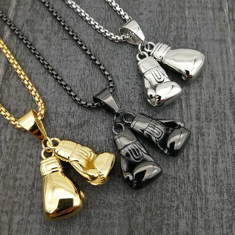 Hip-Hop Boxing Gloves Titanium Steel Necklace 1 Piece