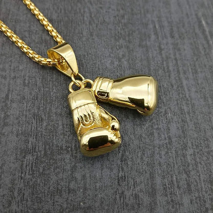 Hip-Hop Boxing Gloves Titanium Steel Necklace 1 Piece